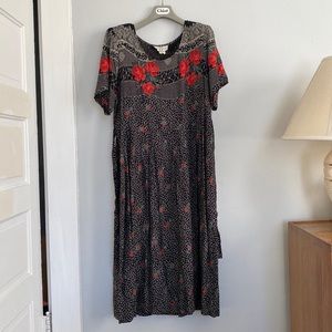 Vintage Baby Doll Dress with Red Roses